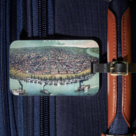 Etiqueta De Bagagem Santo de Mapa Antiquado, Rio Louis Missouri