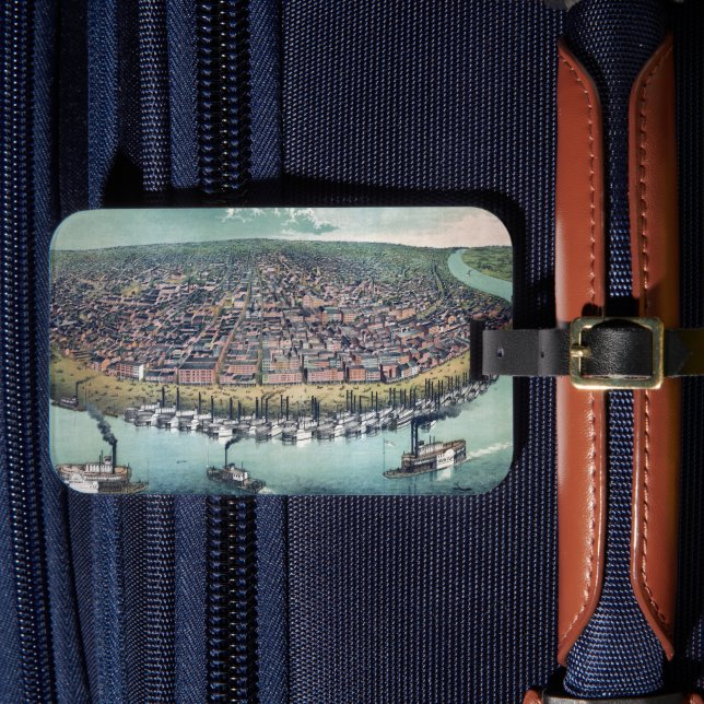 Etiqueta De Bagagem Santo de Mapa Antiquado, Rio Louis Missouri (Frente Insitu 4)