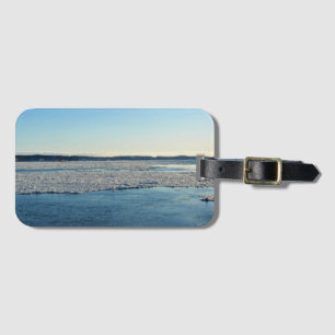 Etiqueta De Bagagem Santo Lawrence River em inverno, Quebec, Canadá