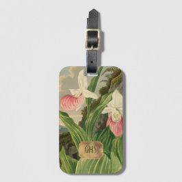 Etiqueta De Bagagem Sapatinho de Senhora Rosa Floral Vintage Orquídea