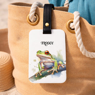 Etiqueta De Bagagem Sapo Cute em Aquarela, personalizado