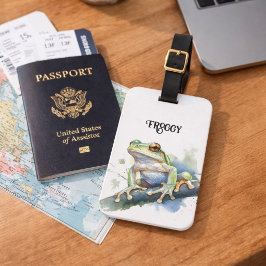 Etiqueta De Bagagem Sapo Cute em Aquarela, personalizado