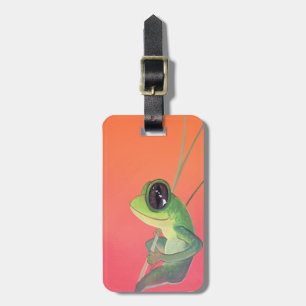 Etiqueta De Bagagem Sapo havaiano feliz no bambu novo
