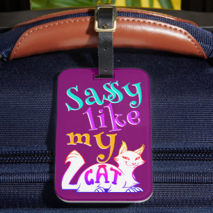 Etiqueta De Bagagem Sassado Como O Meu Gato Bonito Neon Pegando O Text