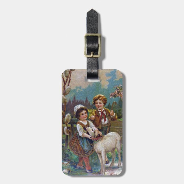 Etiqueta De Bagagem Saudações páscoas 1908 (Frente Vertical)