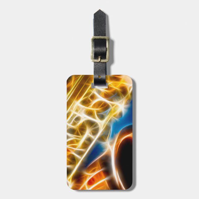 Etiqueta De Bagagem Saxofone - Fractal (Frente Vertical)