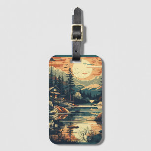 Etiqueta De Bagagem Scandinávia Retro Art Mountain Home