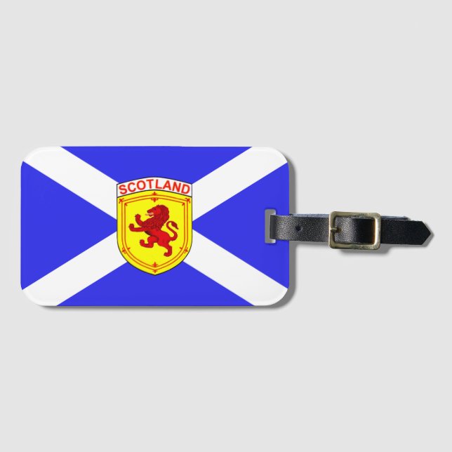 Etiqueta De Bagagem Scotland, leão desenfreado, bandeira antiga de (Frente Horizontal)