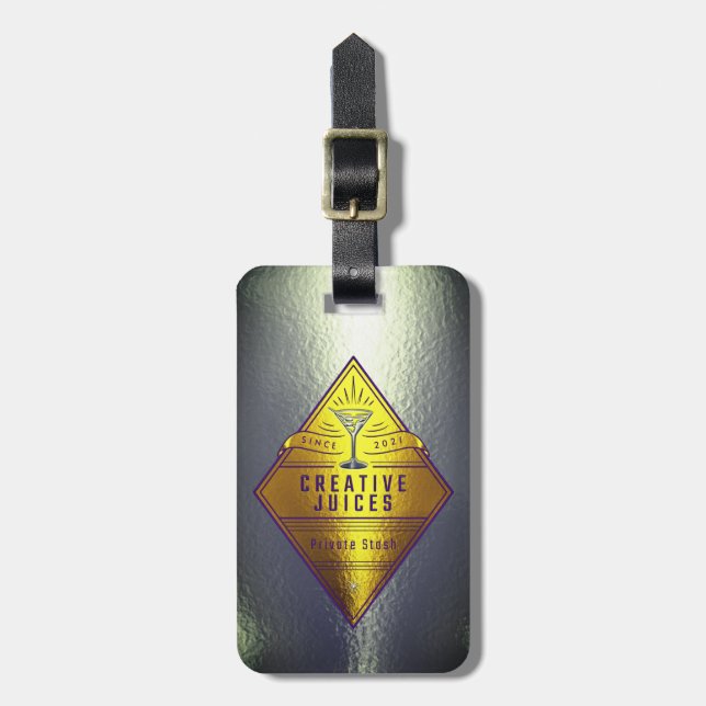 Etiqueta De Bagagem Scrapbooker Silver "Creative Juices" (Frente Vertical)