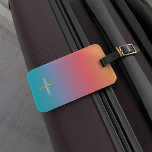 Etiqueta De Bagagem Script de Monograma Moderno do Ombre Azul Laranja<br><div class="desc">Laranja Blue Ombre Modern Monograma Manuscrito etiqueta de bagagem para seus viagens ou como presente para os vagabundos que você conhece</div>