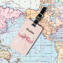 Etiqueta De Bagagem script de nome rosa do arco