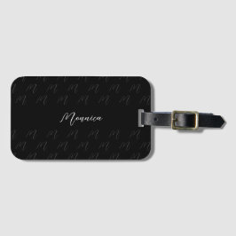 Etiqueta De Bagagem Script Elegante Preto Personalizado