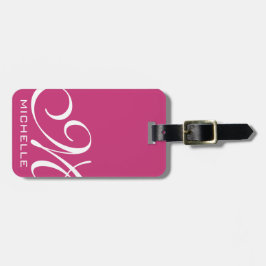 Etiqueta De Bagagem Script Magenta Monograma