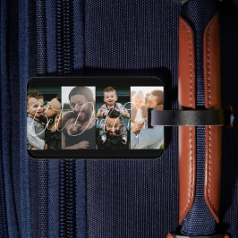 Etiqueta De Bagagem Script Simples de Melhor Pai de Colagem de Fotogra