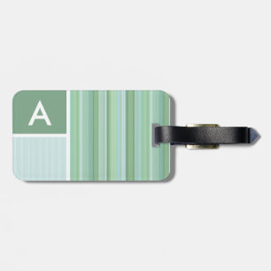 Etiqueta De Bagagem Seafoam, Verde Sage e Bandas Azuis Bebês