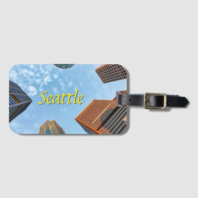 Etiqueta De Bagagem Seattle City Skyline (Frente Horizontal)
