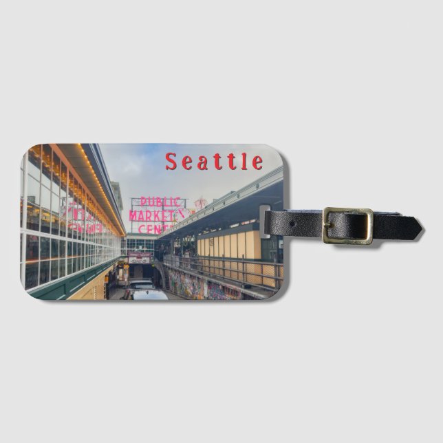 Etiqueta De Bagagem Seattle Pike Market Sign (Frente Horizontal)
