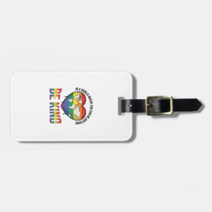 Etiqueta De Bagagem Seja Gentil Mundo Coração Arco-Íris Camiseta Vecto