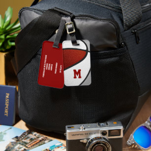 Etiqueta De Bagagem seleção de cinzas de maroon colorido basquete de p