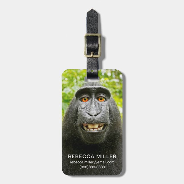 Etiqueta De Bagagem Selfie de Macaco (Frente Vertical)