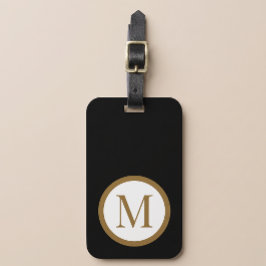 Etiqueta De Bagagem Selo Central Personalizado Preto e Dourado