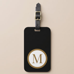 Etiqueta De Bagagem Selo Central Preto e Dourado Personalizado