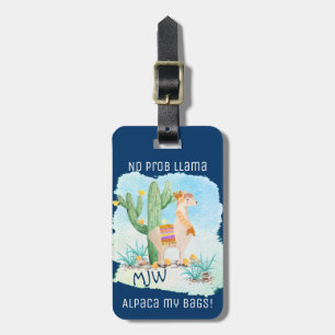 Etiqueta De Bagagem Sem Prob Llama Alpaca Minhas Bagagens - Azul Perso