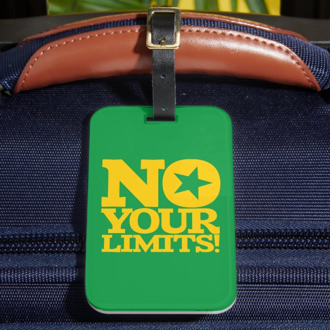Etiqueta De Bagagem Sem Seus Limites! Texto Dourado Verde BG (Frente Insitu 2)