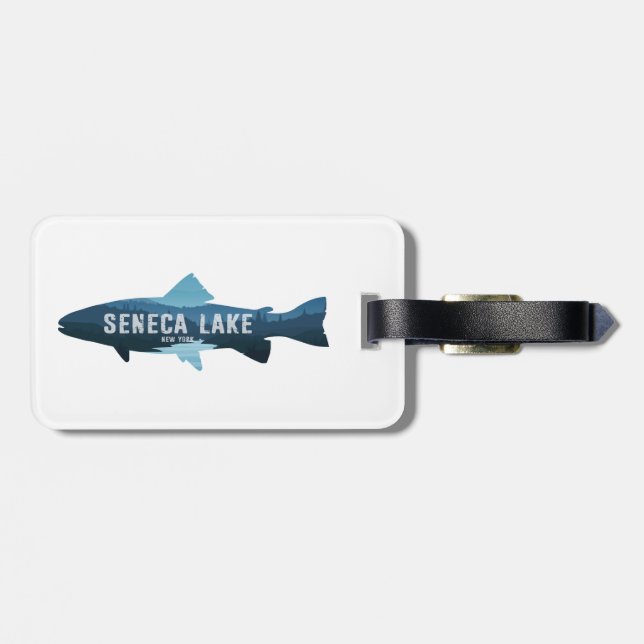 Etiqueta De Bagagem Seneca Lake New York Fish (Traseira Horizontal)