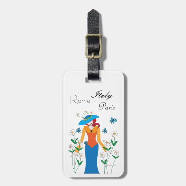 Etiqueta de Bagagem Senhora Azul (Frente Vertical)
