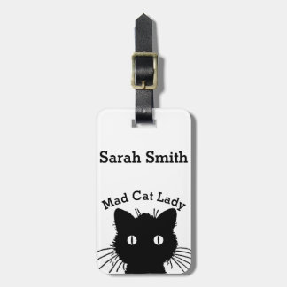 Etiqueta De Bagagem Senhora louca gato preto Personnalised do gato