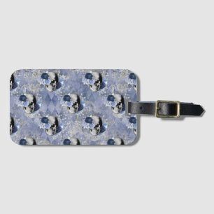 Etiqueta De Bagagem Série Crânio Floral Azul Design 2