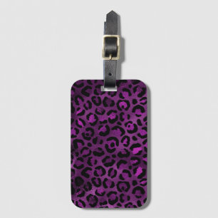 Etiqueta De Bagagem Série Leopardo Roxo e Dourada Design 3