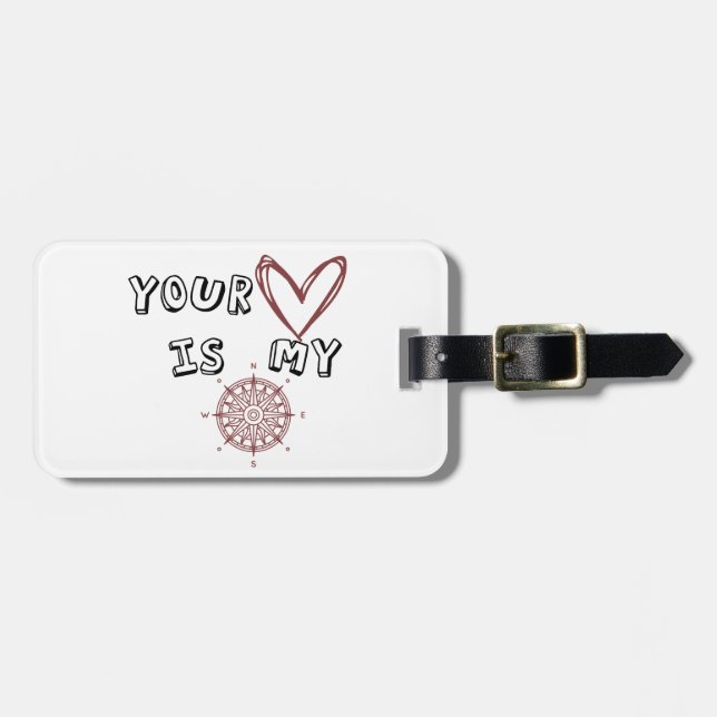 Etiqueta De Bagagem Seu Coração é meu Compass (Frente Horizontal)