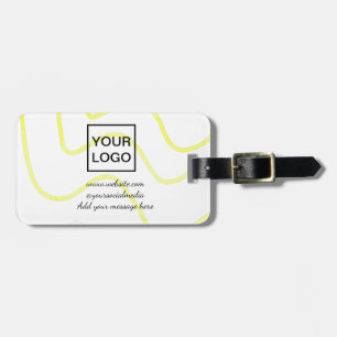 Etiqueta De Bagagem Seu logotipo aqui linhas amarelas simples minimal 