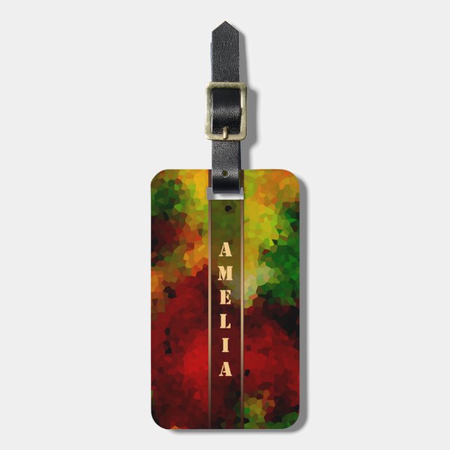 Etiqueta De Bagagem Seu nome, personalize, iniciais, abstrato (Frente Vertical)