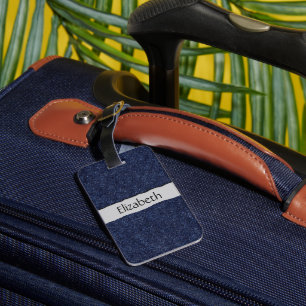 Etiqueta De Bagagem Seu nome - tecido lavado da sarja de Nimes