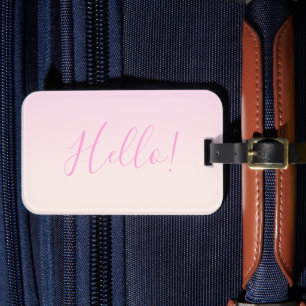 Etiqueta De Bagagem Seu Texto Rosto Elegante & Tom Ombre Rosa Soft B