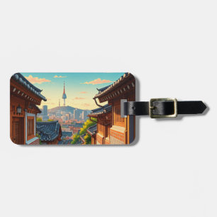 Etiqueta De Bagagem Seul Bukchon Coreia do Sul Sunset