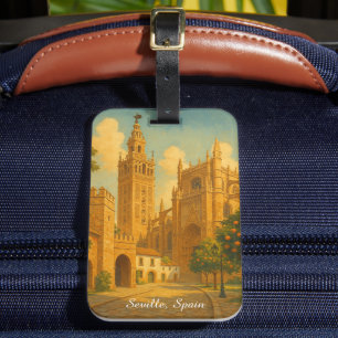 Etiqueta De Bagagem Sevilha Espanha Andaluzia Viagem Vintage