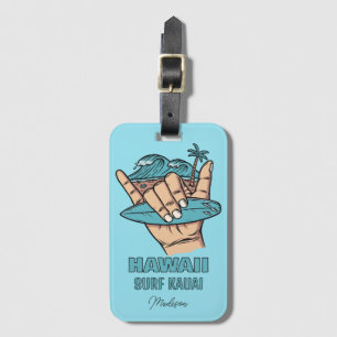 Etiqueta De Bagagem Shaka do Surf de Localização e Nome Personalizado