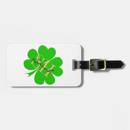 Etiqueta De Bagagem Shamrock & Lucky Clover leaf monogramas / Irish L