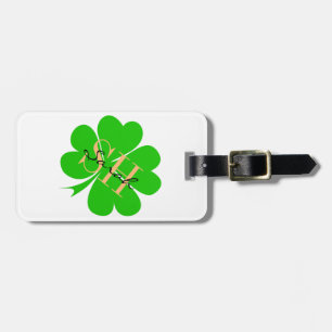 Etiqueta De Bagagem Shamrock & Lucky Clover leaf monogramas / Irish L