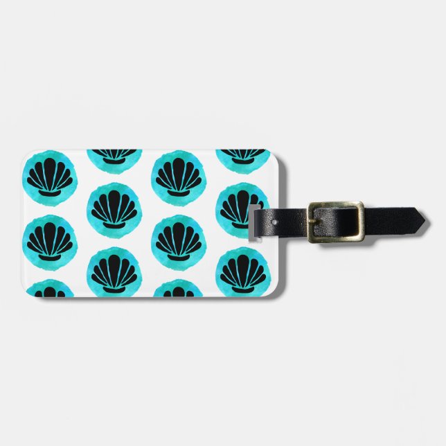 Etiqueta De Bagagem Shell Verde Azul (Frente Horizontal)