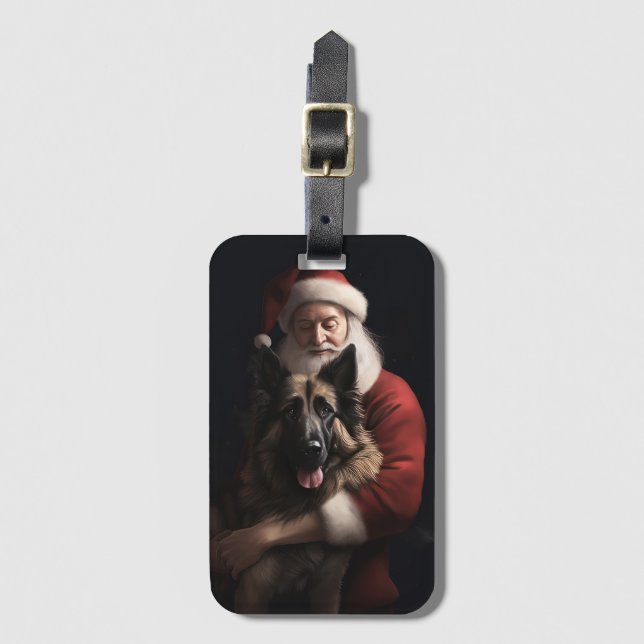 Etiqueta De Bagagem Shepherd Santa Claus Festivo Natal (Frente Vertical)