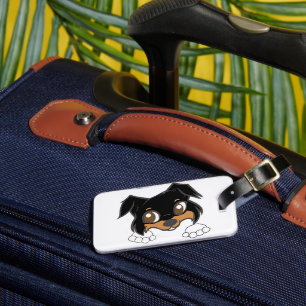 Etiqueta De Bagagem Shetland Sheepdog Black Tri Peeking Cartoon