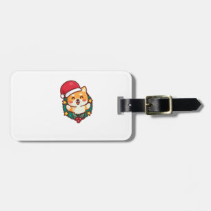 Etiqueta De Bagagem Shiba Inu Bonita sorrindo com Ódio Xmas Ativo