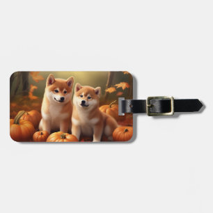 Etiqueta De Bagagem Shiba Inu Puppy Autumn Delight Pumpkin