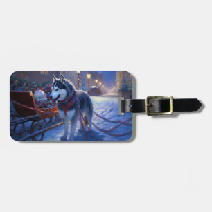 Etiqueta De Bagagem Siberian Husky Natal Fesason
