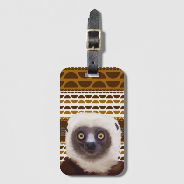 Etiqueta De Bagagem Sifaka Lemur Madagascar (Frente Vertical)